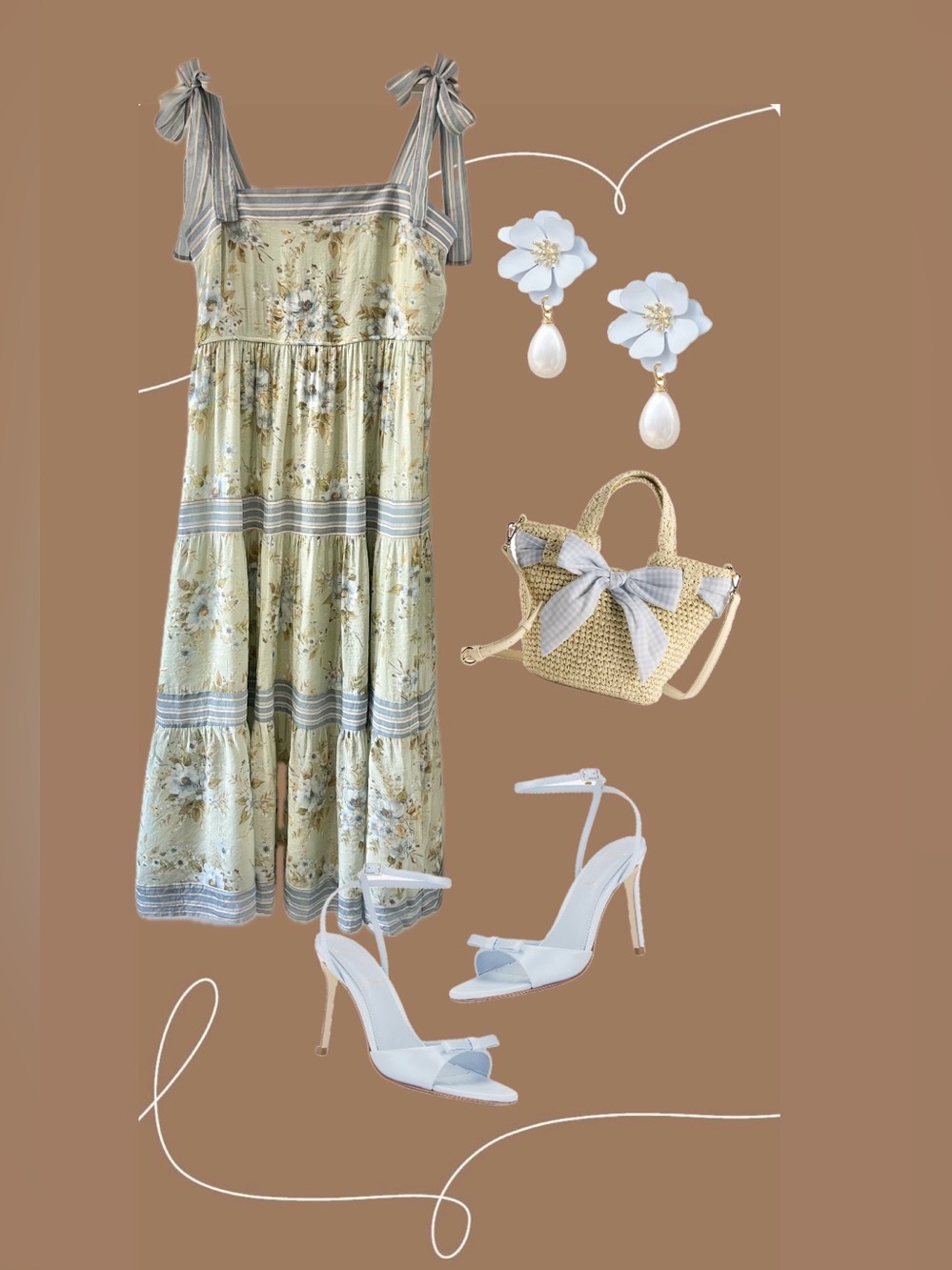 Floral Maxi Dress in Pale green and baby Blue